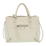 balenciaga 2Way Shoulder Bag Hand Bag Leather White Auth am2305g