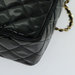 Chanel Matelasse Chain Shoulder Bag Patent leather Black CC Auth hk1071