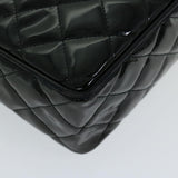 Chanel Matelasse Chain Shoulder Bag Patent leather Black CC Auth hk1071