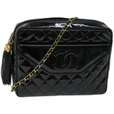 Chanel Matelasse Chain Shoulder Bag Patent leather Black CC Auth hk1071