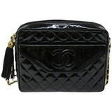 Chanel Matelasse Chain Shoulder Bag Patent leather Black CC Auth hk1071