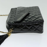 Chanel Matelasse Chain Shoulder Bag Patent leather Black CC Auth hk1071
