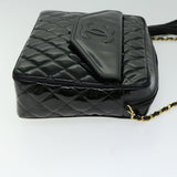 Chanel Matelasse Chain Shoulder Bag Patent leather Black CC Auth hk1071