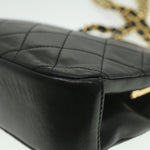 Chanel Matelasse Clasp Chain Shoulder Bag Lamb Skin Black CC Auth kk164