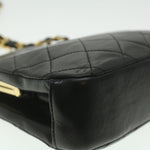 Chanel Matelasse Clasp Chain Shoulder Bag Lamb Skin Black CC Auth kk164