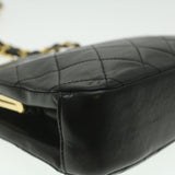 Chanel Matelasse Clasp Chain Shoulder Bag Lamb Skin Black CC Auth kk164