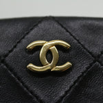Chanel Matelasse Clasp Chain Shoulder Bag Lamb Skin Black CC Auth kk164