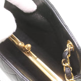Chanel Matelasse Clasp Chain Shoulder Bag Lamb Skin Black CC Auth kk164