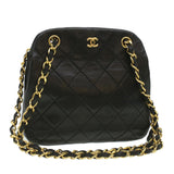 Chanel Matelasse Clasp Chain Shoulder Bag Lamb Skin Black CC Auth kk164