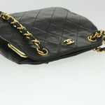 Chanel Matelasse Clasp Chain Shoulder Bag Lamb Skin Black CC Auth kk164