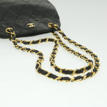 Chanel Matelasse Clasp Chain Shoulder Bag Lamb Skin Black CC Auth kk164