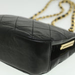 Chanel Matelasse Clasp Chain Shoulder Bag Lamb Skin Black CC Auth kk164