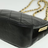 Chanel Matelasse Clasp Chain Shoulder Bag Lamb Skin Black CC Auth kk164