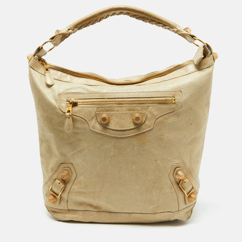 balenciaga Beige Leather GGH Day Hobo