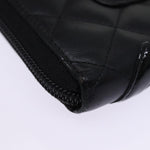 Chanel Long Wallet Leather Black CC Auth mr152