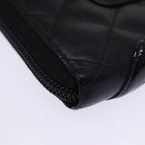 Chanel Long Wallet Leather Black CC Auth mr152