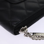 Chanel Long Wallet Leather Black CC Auth mr152