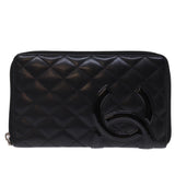Chanel Long Wallet Leather Black CC Auth mr152