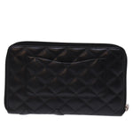 Chanel Long Wallet Leather Black CC Auth mr152