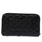 Chanel Long Wallet Leather Black CC Auth mr152