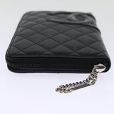 Chanel Long Wallet Leather Black CC Auth mr152