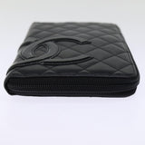 Chanel Long Wallet Leather Black CC Auth mr152