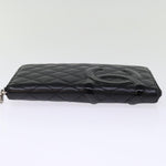 Chanel Long Wallet Leather Black CC Auth mr152