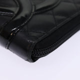 Chanel Long Wallet Leather Black CC Auth mr152