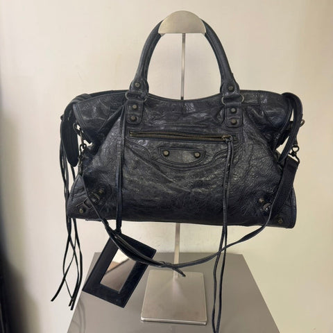 balenciaga City Black Leather Tote Bag Medium