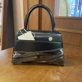 balenciaga Hourglass Bag - Black Leather Top Handle Bag