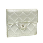 Chanel Matelasse Bifold Wallet Silver CC Auth cr620