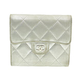 Chanel Matelasse Bifold Wallet Silver CC Auth cr620