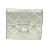 Chanel Matelasse Bifold Wallet Silver CC Auth cr620
