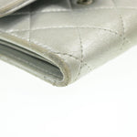 Chanel Matelasse Bifold Wallet Silver CC Auth cr620