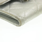 Chanel Matelasse Bifold Wallet Silver CC Auth cr620
