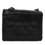 Chanel Matelasse Chain New Shoulder Bag Lamb Skin Black Gold CC Auth 24557A