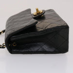 Chanel Matelasse Chain New Shoulder Bag Lamb Skin Black Gold CC Auth 24557A