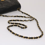 Chanel Matelasse Chain New Shoulder Bag Lamb Skin Black Gold CC Auth 24557A