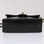 Chanel Matelasse Chain New Shoulder Bag Lamb Skin Black Gold CC Auth 24557A