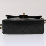 Chanel Matelasse Chain New Shoulder Bag Lamb Skin Black Gold CC Auth 24557A