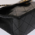 Chanel Matelasse Chain New Shoulder Bag Lamb Skin Black Gold CC Auth 24557A