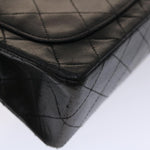 Chanel Matelasse Chain New Shoulder Bag Lamb Skin Black Gold CC Auth 24557A