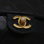 Chanel Matelasse Chain New Shoulder Bag Lamb Skin Black Gold CC Auth 24557A