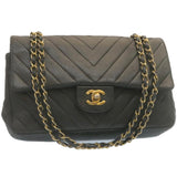Chanel Mademoiselle Turn Lock New Shoulder Bag Lamb Skin Black CC Auth ai677A