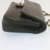 Chanel Mademoiselle Turn Lock New Shoulder Bag Lamb Skin Black CC Auth ai677A