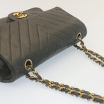 Chanel Mademoiselle Turn Lock New Shoulder Bag Lamb Skin Black CC Auth ai677A