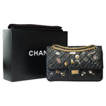 Chanel Lucky Charms 2.55 double New shoulder bag in black quilted leather, AGHW
