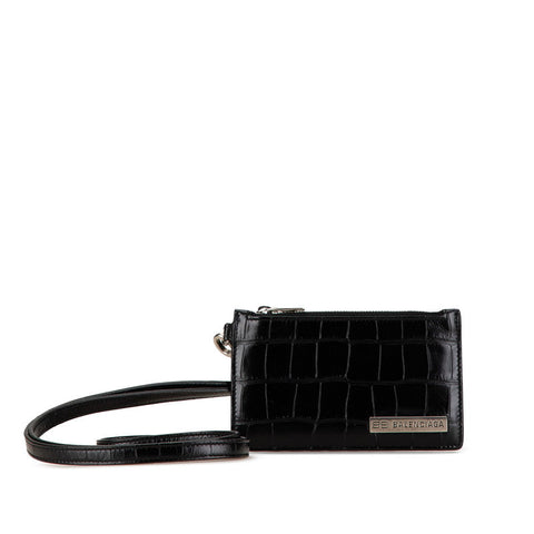 balenciaga Croc Embossed Leather Card Case