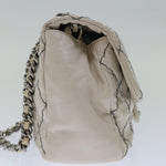 Chanel Matelasse Chain Shoulder Bag Leather White CC Auth yk10764