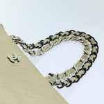Chanel Matelasse Chain Tote Bag Leather Beige CC Auth yk11588